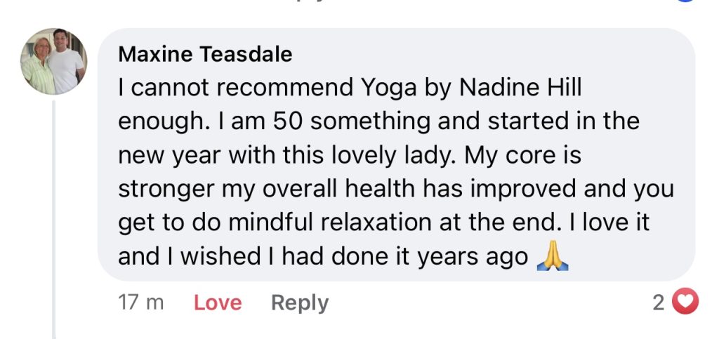 customer feedback for yoga by @IamNadineHill