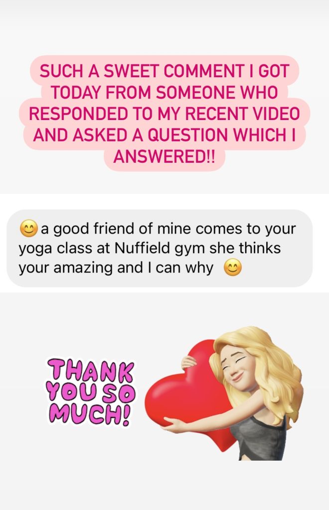 customer feedback for yoga by @IamNadineHill