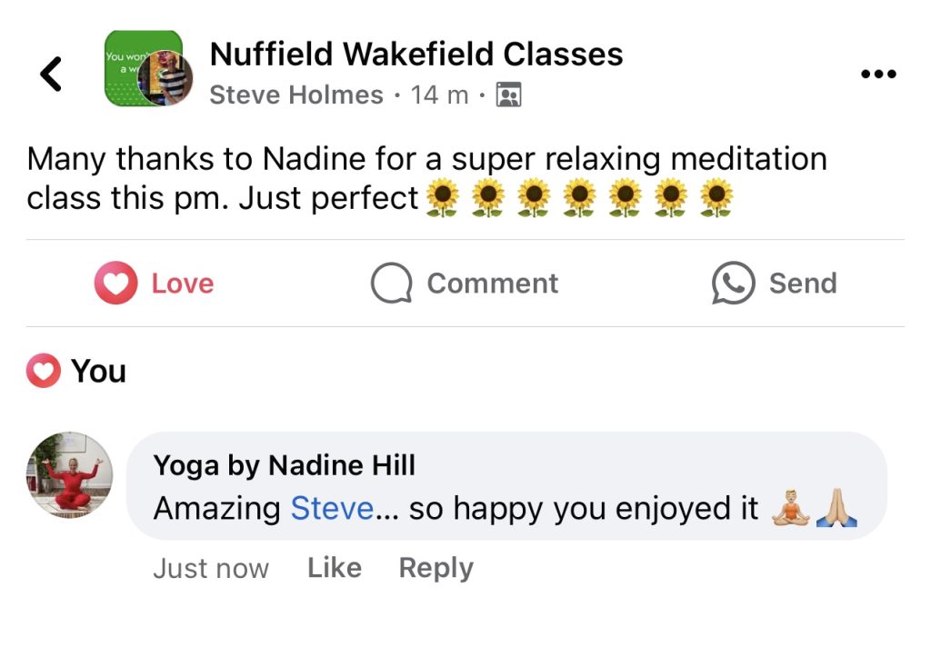 customer feedback for meditation by @IamNadineHill