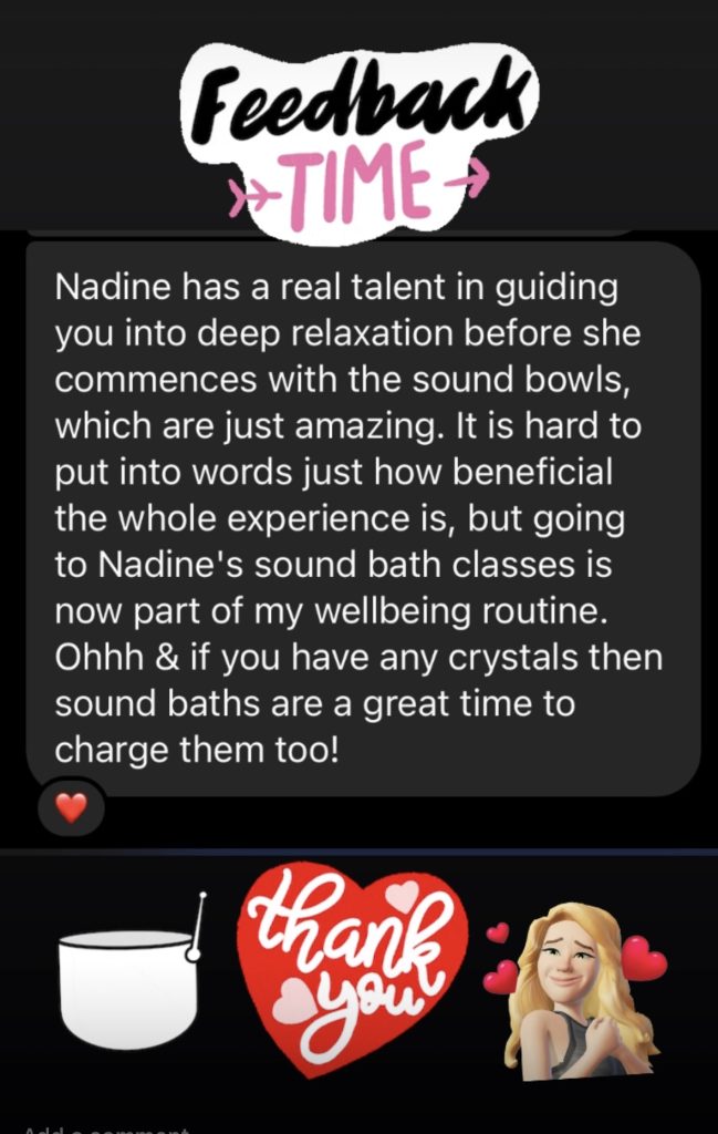 Sound Bath feedback for yoga by @IamNadineHill