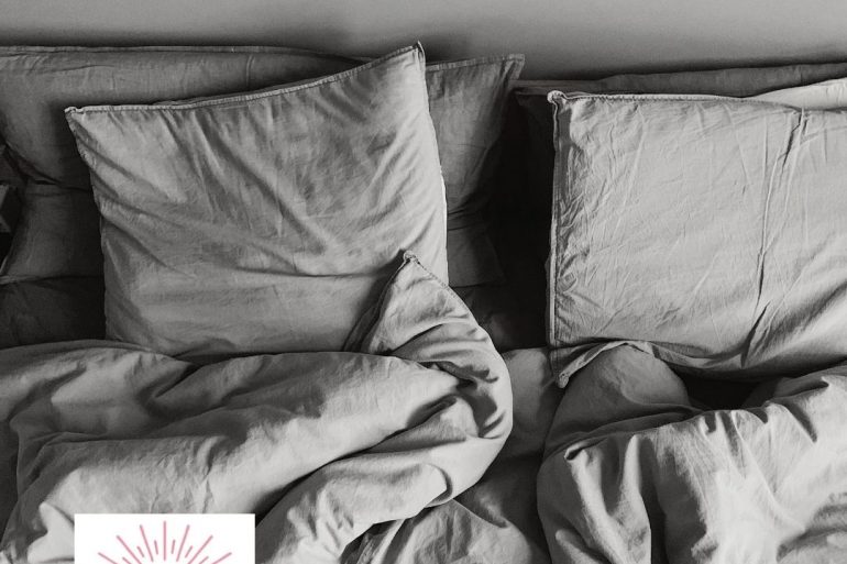 Black and white image of a bed and the quote "Burnout is often the result of too much coping and too little recovery." With the Glow Within Method logo and social media handle @GlowWithinMethod